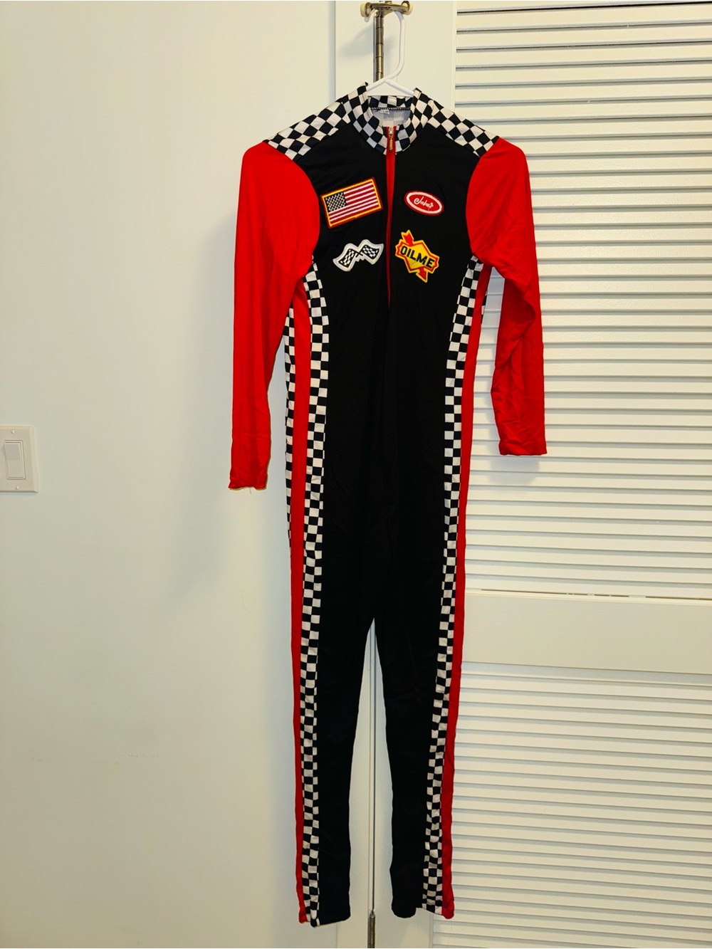 Race Car Driver Costume Women’s One-Piece Jumpsuit - Red & Black